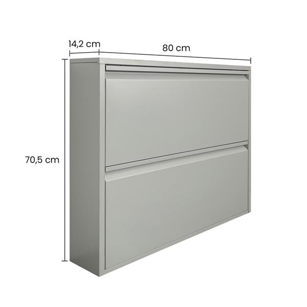 Scarpiera salvaspazio in metallo grigia 80,0 x 14,2 x 70,5 cm - Emy