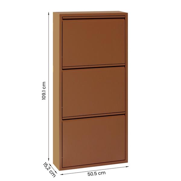 Scarpiera in metallo 3 ante mattone 50,5x15,2x109,1 cm - Emy