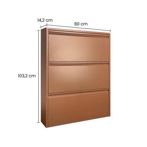 Scarpiera in metallo 3 ante mattone 80x14,2x103,2 cm - Emy