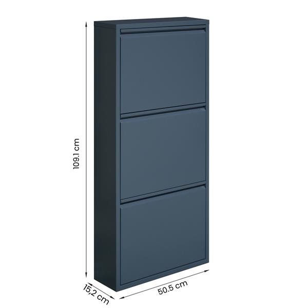 Scarpiera slim 3 ante 50,5x15,2x109,1 cm in metallo ceruleo - Emy