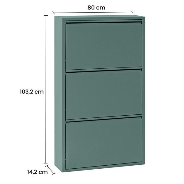 Scarpiera 3 ante salvaspazio in metallo verde - Emy