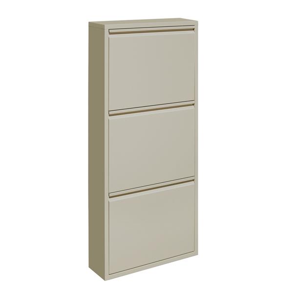 Scarpiera salvaspazio 3 ante in metallo avorio 50,5x15,2x109,1 cm - Emy