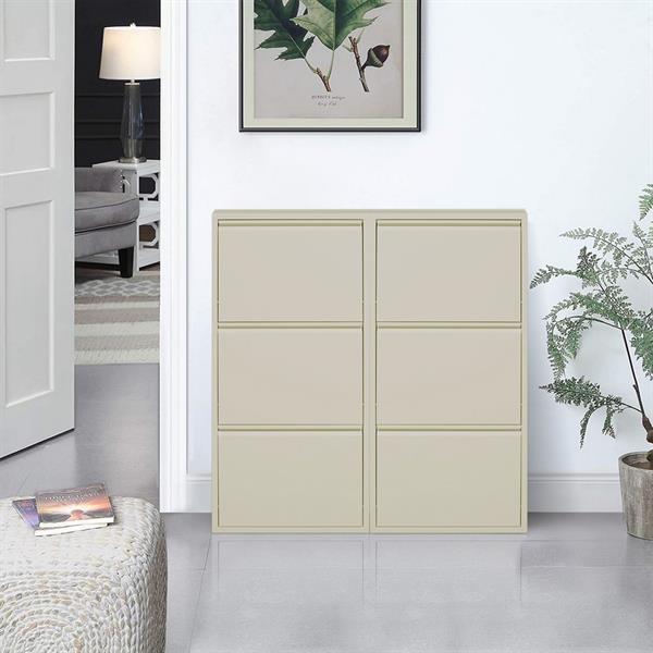 Scarpiera salvaspazio 3 ante in metallo avorio 50,5x15,2x109,1 cm - Emy