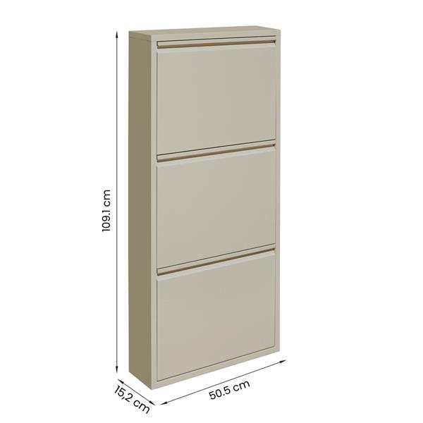 Scarpiera salvaspazio 3 ante in metallo avorio 50,5x15,2x109,1 cm - Emy
