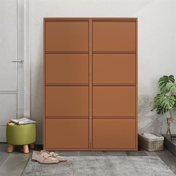 Scarpiera 4 ante in metallo mattone 50,5x15,2x144 cm - Emy