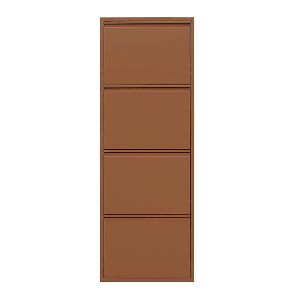 Scarpiera 4 ante in metallo mattone 50,5x15,2x144 cm - Emy