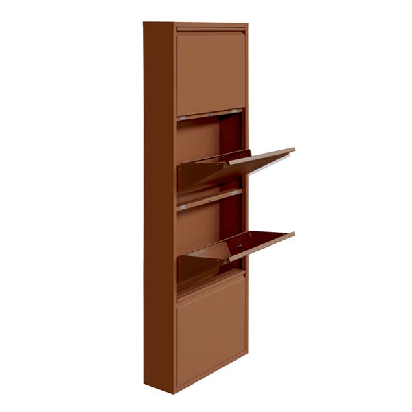 Scarpiera 4 ante in metallo mattone 50,5x15,2x144 cm - Emy
