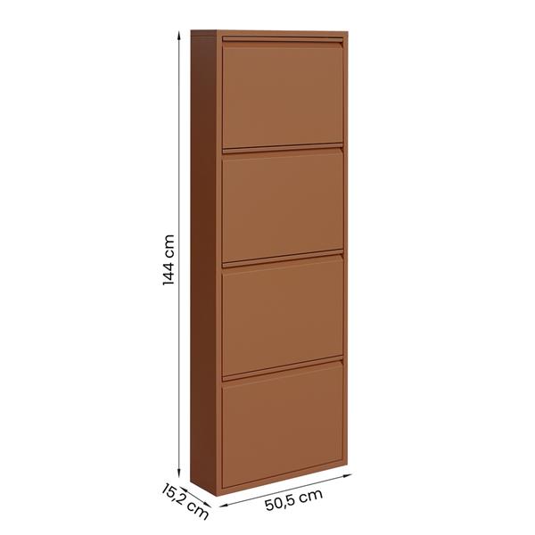 Scarpiera 4 ante in metallo mattone 50,5x15,2x144 cm - Emy