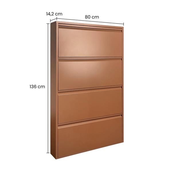 Scarpiera 4 ante in metallo mattone 80x14,2x136 cm - Emy