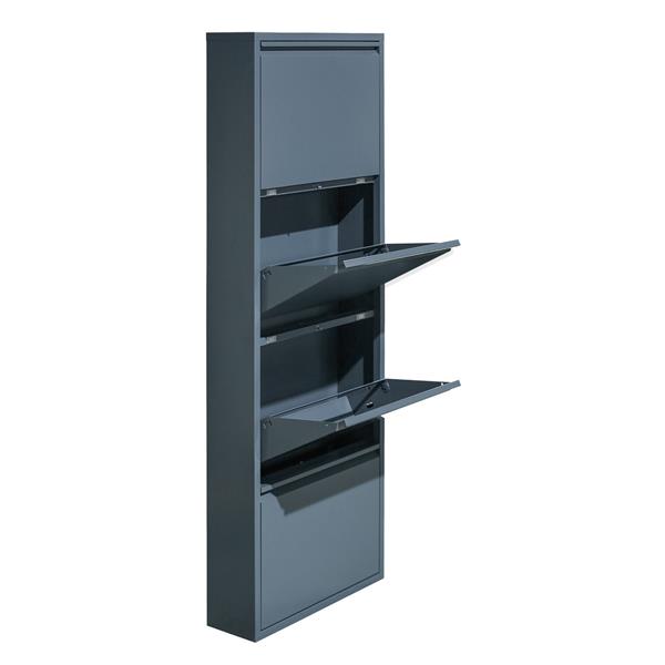 Scarpiera slim 50,5x15,2x144 cm in metallo ceruleo - Emy