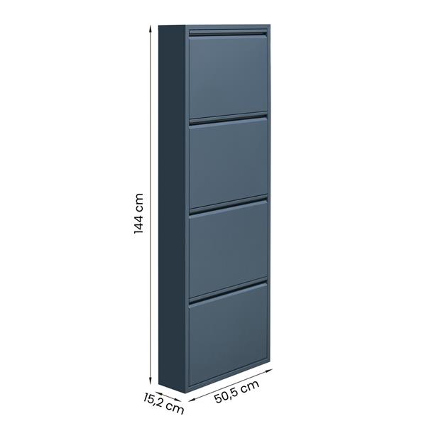 Scarpiera slim 50,5x15,2x144 cm in metallo ceruleo - Emy