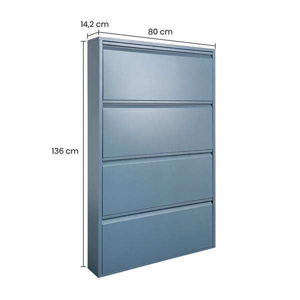 Scarpiera slim 80x14,2x136 cm in metallo ceruleo - Emy