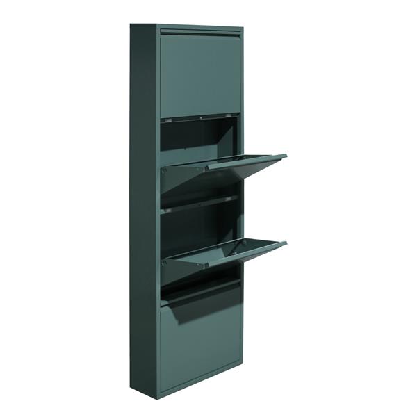 Scarpiera 4 ante 50,5x15,2x144 cm in metallo verde - Emy