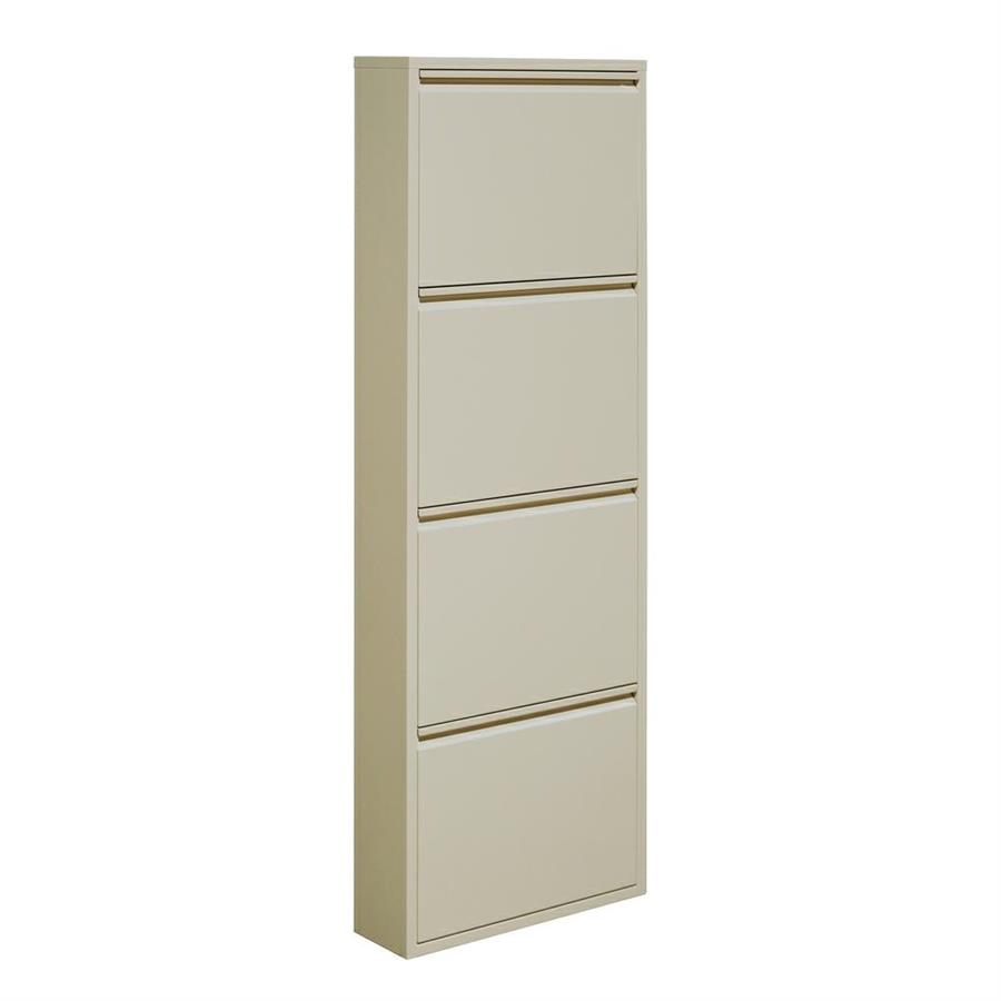 Scarpiera 4 ante salvaspazio in metallo avorio 50,5x15,2x144 cm - Emy