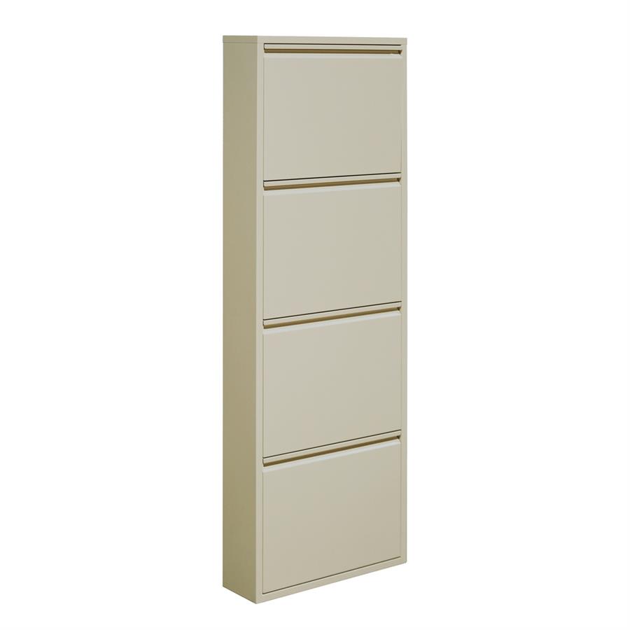 Scarpiera 4 ante salvaspazio in metallo avorio 50,5x15,2x144 cm - Emy