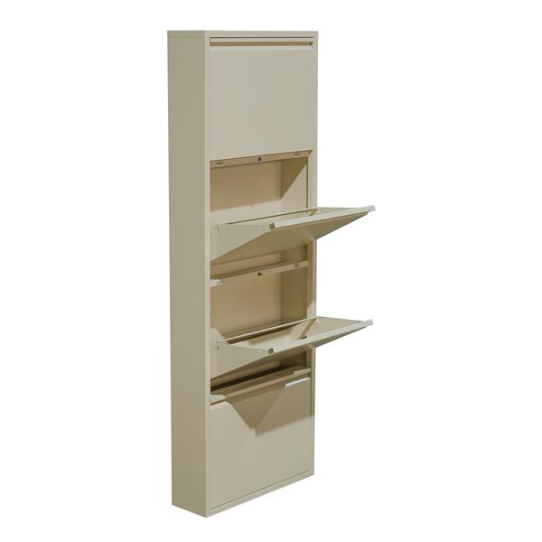 Scarpiera 4 ante salvaspazio in metallo avorio 50,5x15,2x144 cm - Emy