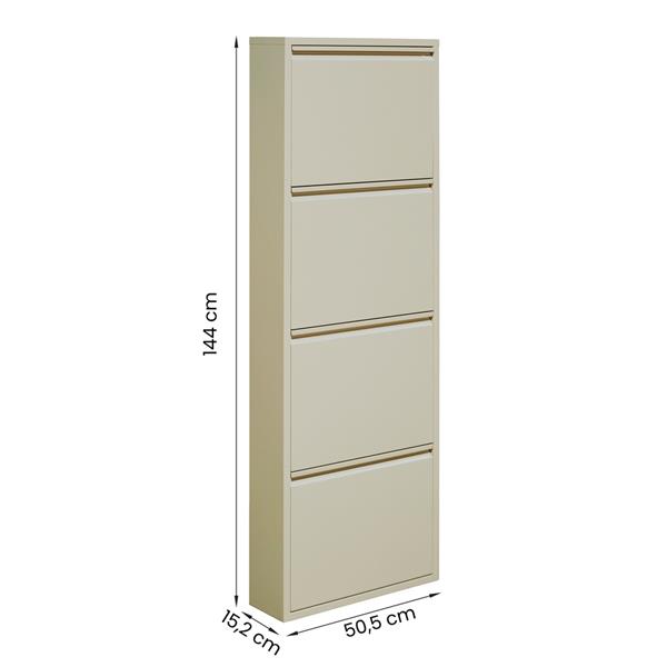 Scarpiera 4 ante salvaspazio in metallo avorio 50,5x15,2x144 cm - Emy