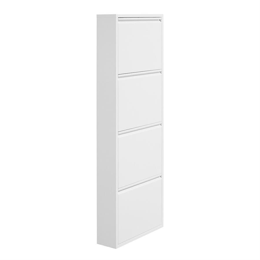 Scarpiera moderna bianca 4 ante in metallo 50,5x15,2x143 cm - Emy