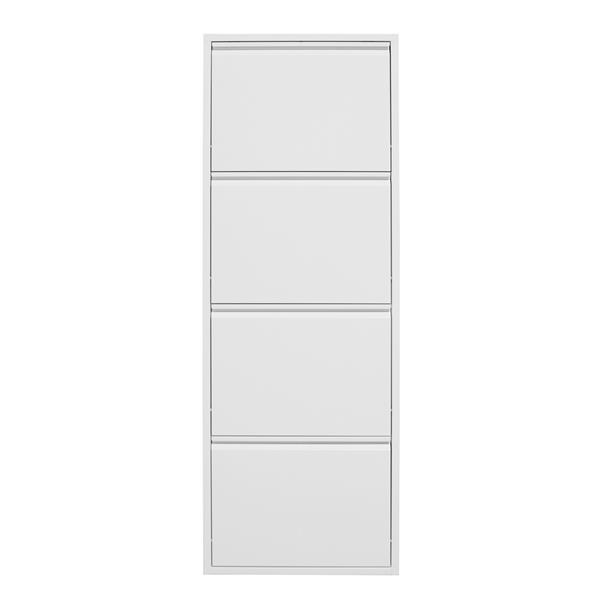 Scarpiera moderna bianca 4 ante in metallo 50,5x15,2x143 cm - Emy