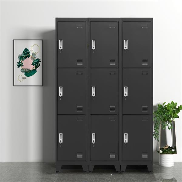 Armadietto metallico 3 ante nero 38x45x190 cm
