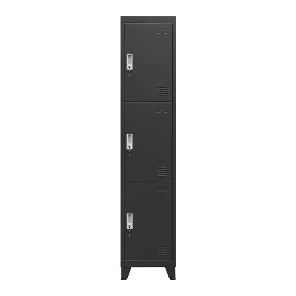 Armadietto metallico 3 ante nero 38x45x190 cm