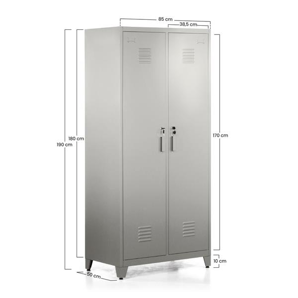Armadio metallo sporco pulito grigio 85x50x190 cm