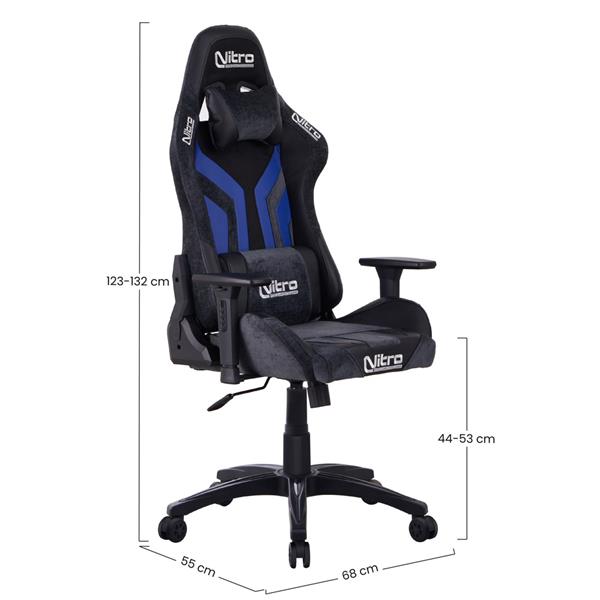 Sedia gaming blu e nera con chienale reclinabile - Flyco