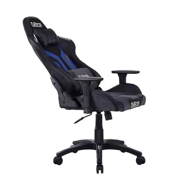 Sedia gaming blu e nera con chienale reclinabile - Flyco