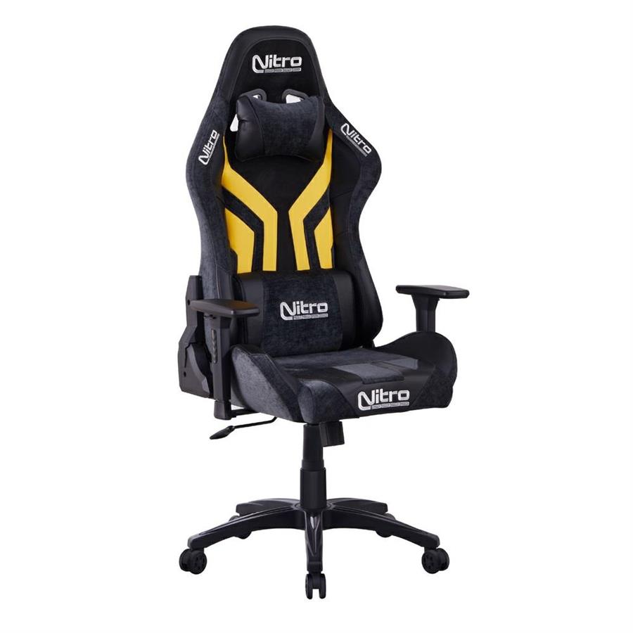 Sedia da gamer gialla e nera in PU con braccioli - Flyco