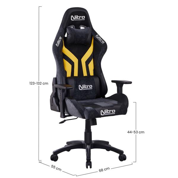 Sedia da gamer gialla e nera in PU con braccioli - Flyco