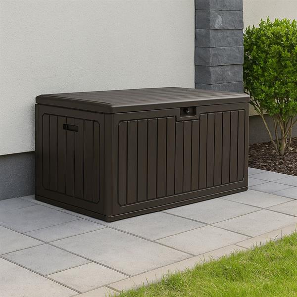 Baule contenitore da giardino in resina marrone 113x58x58 cm - Andy