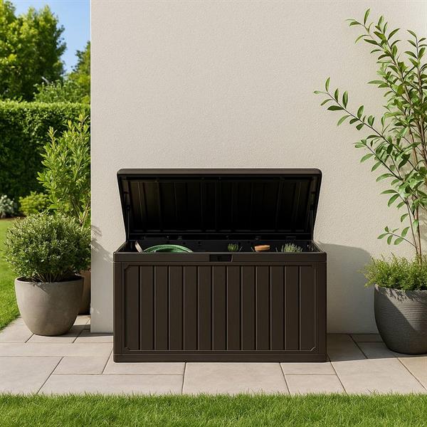 Baule contenitore da giardino in resina marrone 113x58x58 cm - Andy