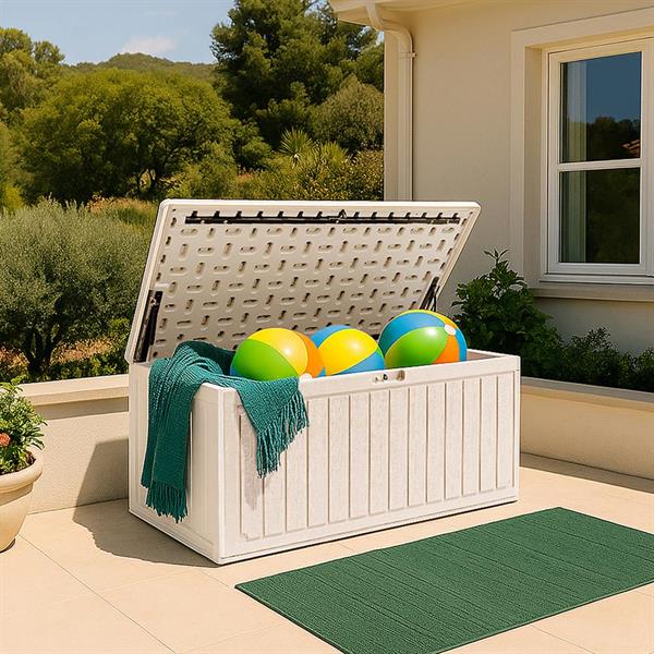 Baule da giardino 113x58x58 cm in resina HDPE bianco - Andy