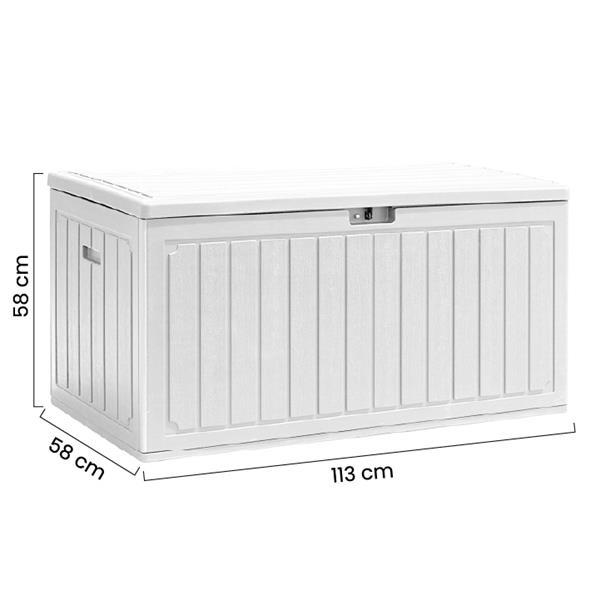Baule da giardino 113x58x58 cm in resina HDPE bianco - Andy