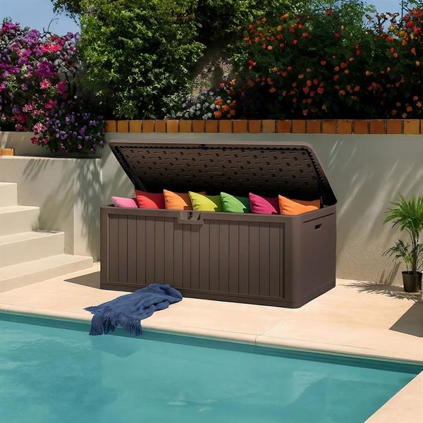 Baule da giardino 140x69x72 cm in resina HDPE marrone - Andy