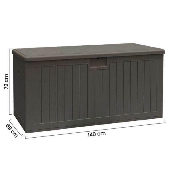Baule da giardino 140x69x72 cm in resina HDPE marrone - Andy
