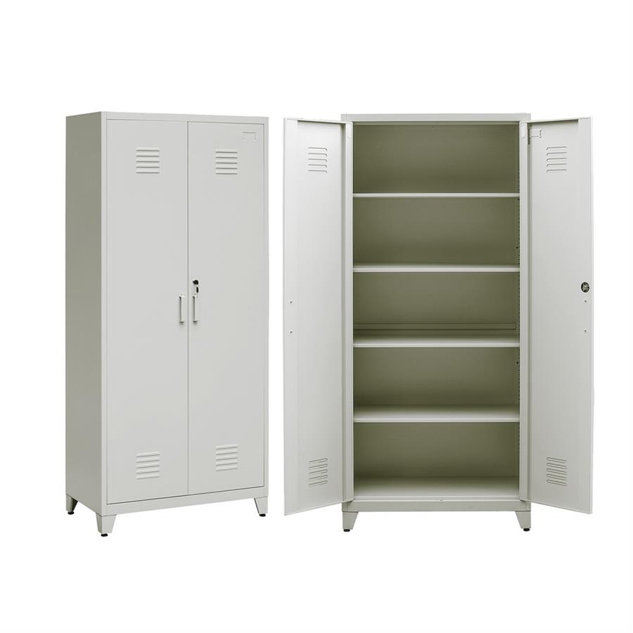 Mobile in metallo 2 ante e 5 ripiani grigio 85x45x190 cm - Yumi