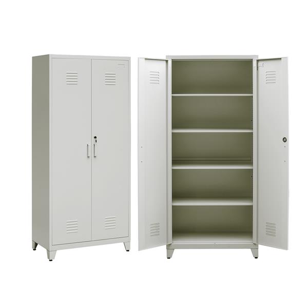 Mobile in metallo 2 ante e 5 ripiani grigio 85x45x190 cm - Yumi