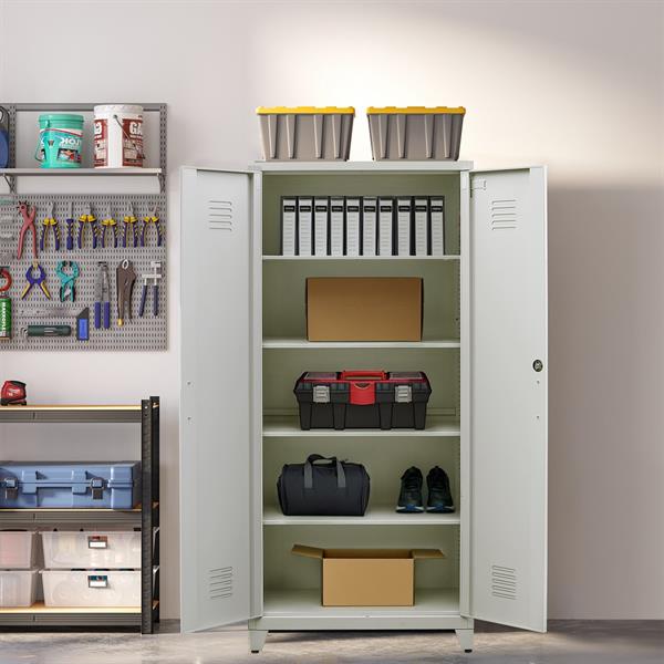 Mobile in metallo 2 ante e 5 ripiani grigio 85x45x190 cm - Yumi