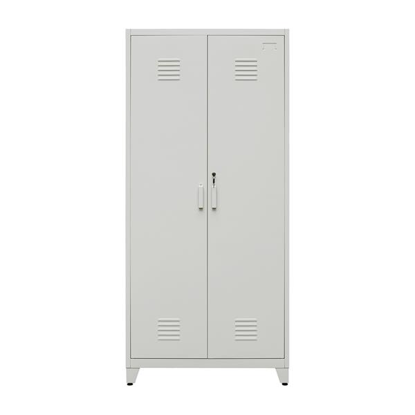 Mobile in metallo 2 ante e 5 ripiani grigio 85x45x190 cm - Yumi