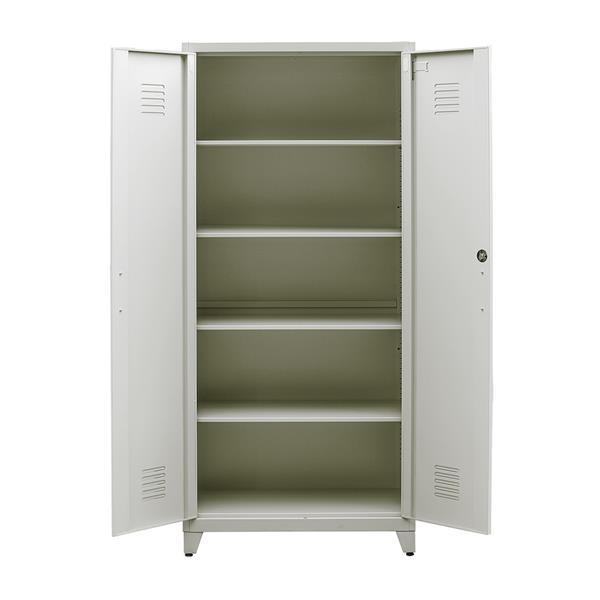 Mobile in metallo 2 ante e 5 ripiani grigio 85x45x190 cm - Yumi