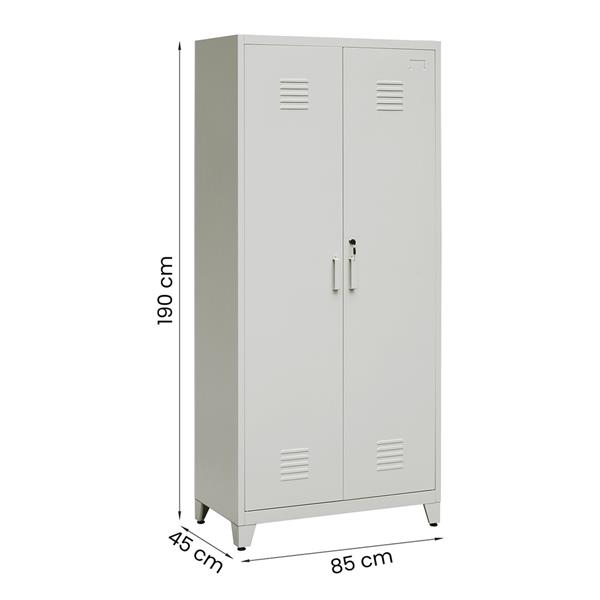 Mobile in metallo 2 ante e 5 ripiani grigio 85x45x190 cm - Yumi