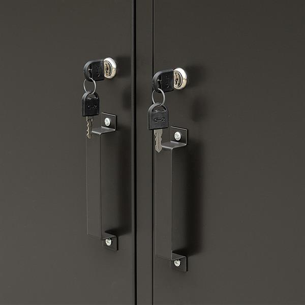 Armadio 5 ripiani in metallo nero 85x45x190 cm con serratura e chiavi
