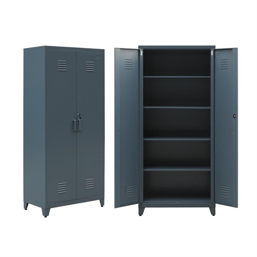 Armadio metallo ceruleo 85x45x190 cm con 2 ante e 5 ripiani