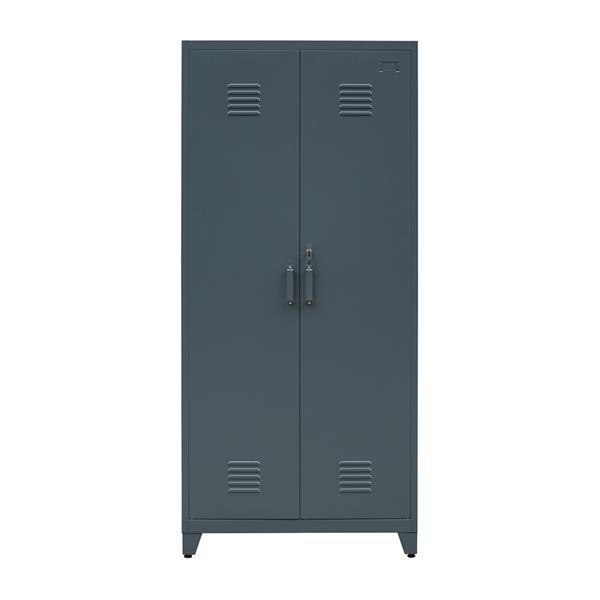 Armadio metallo ceruleo 85x45x190 cm con 2 ante e 5 ripiani