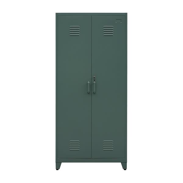 Armadio metallo con serratura 5 ripiani e due ante 85x45x190 cm verde