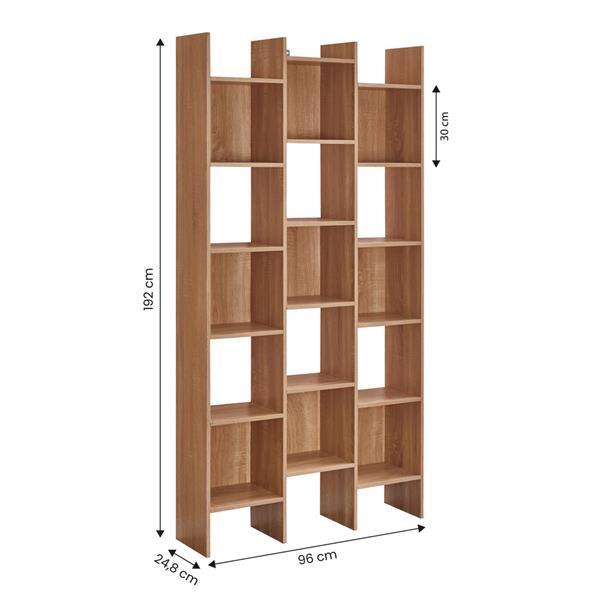 Libreria in legno con piani sfalsati rovere 96x24,8x192 cm - Iken