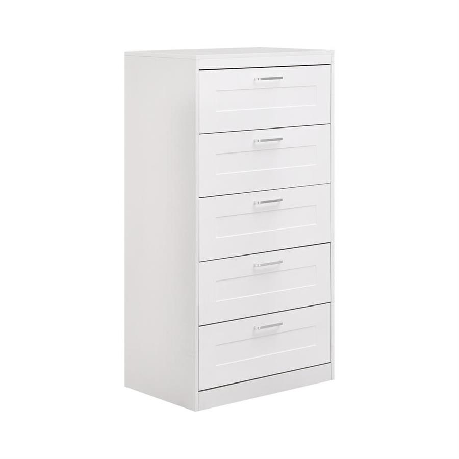 Cassettiera 5 cassetti bianca con maniglie 70x45x135 cm - Ginevra