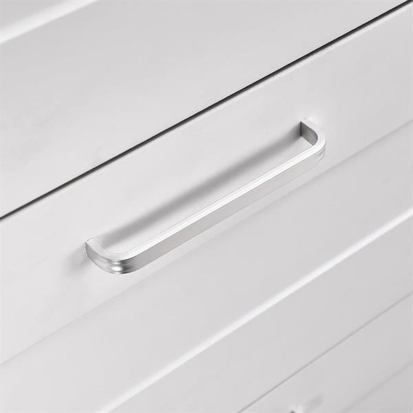 Cassettiera 5 cassetti bianca con maniglie 70x45x135 cm - Ginevra