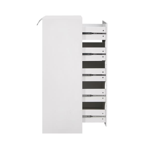 Cassettiera 5 cassetti bianca con maniglie 70x45x135 cm - Ginevra